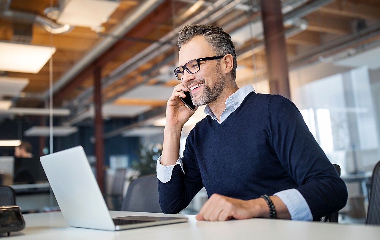 man talking on phone