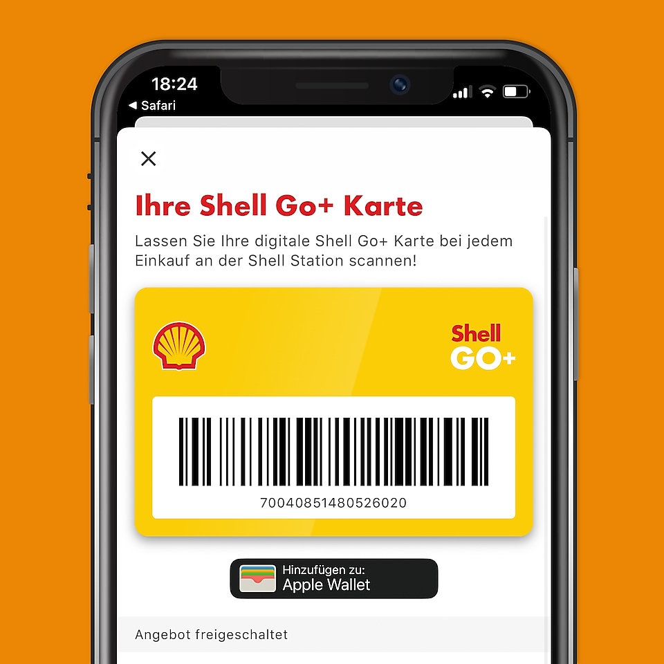 Shell Go+ Karte in der App