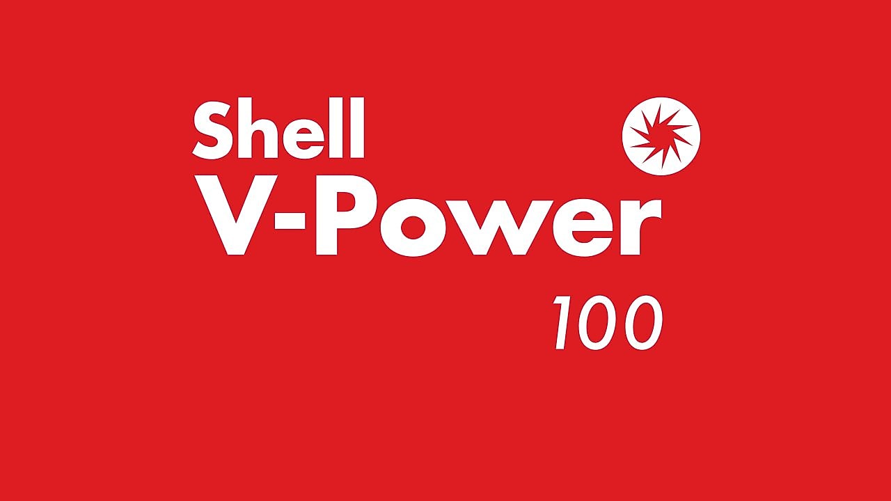 Shell V-Power Racing Logo auf rotem Hintergrund